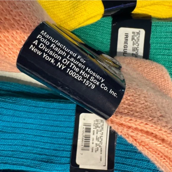 Vtg NOS Polo Ralph Lauren Crew Socks Lot Mens Teal Ribbed Pony Logo 5 Pair Multi - Picture 10 of 10